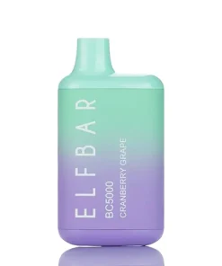 Order THC Vapes in Hartlepool, The Cranberry Grape Elf Bar 5000 puff vape mixes a tart cranberry with a fruity grape vape flavor.
