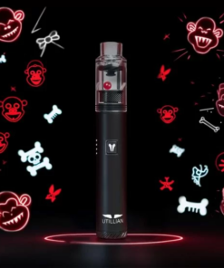 Buy Utillian 6 Dab Pen UK, black Utillian 6 device with extended mouthpiece and glass chamber for concentrates